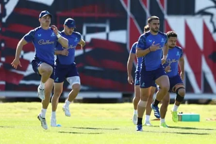 Declan Meredith and Tom Wright train with the Wallabies in Brisbane.