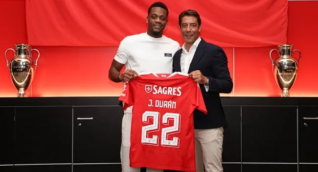 Jhon Durán signs for Benfica on a one-year loan with an option to make the deal permanent at the end of the season (Photo: SL Benfica)
