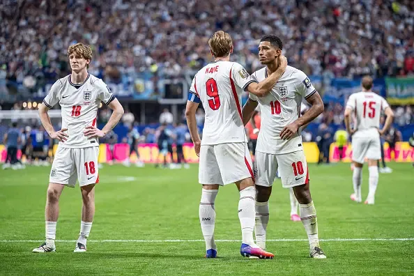 Anthony Gordon, Harry Kane and Jude Bellingham of England