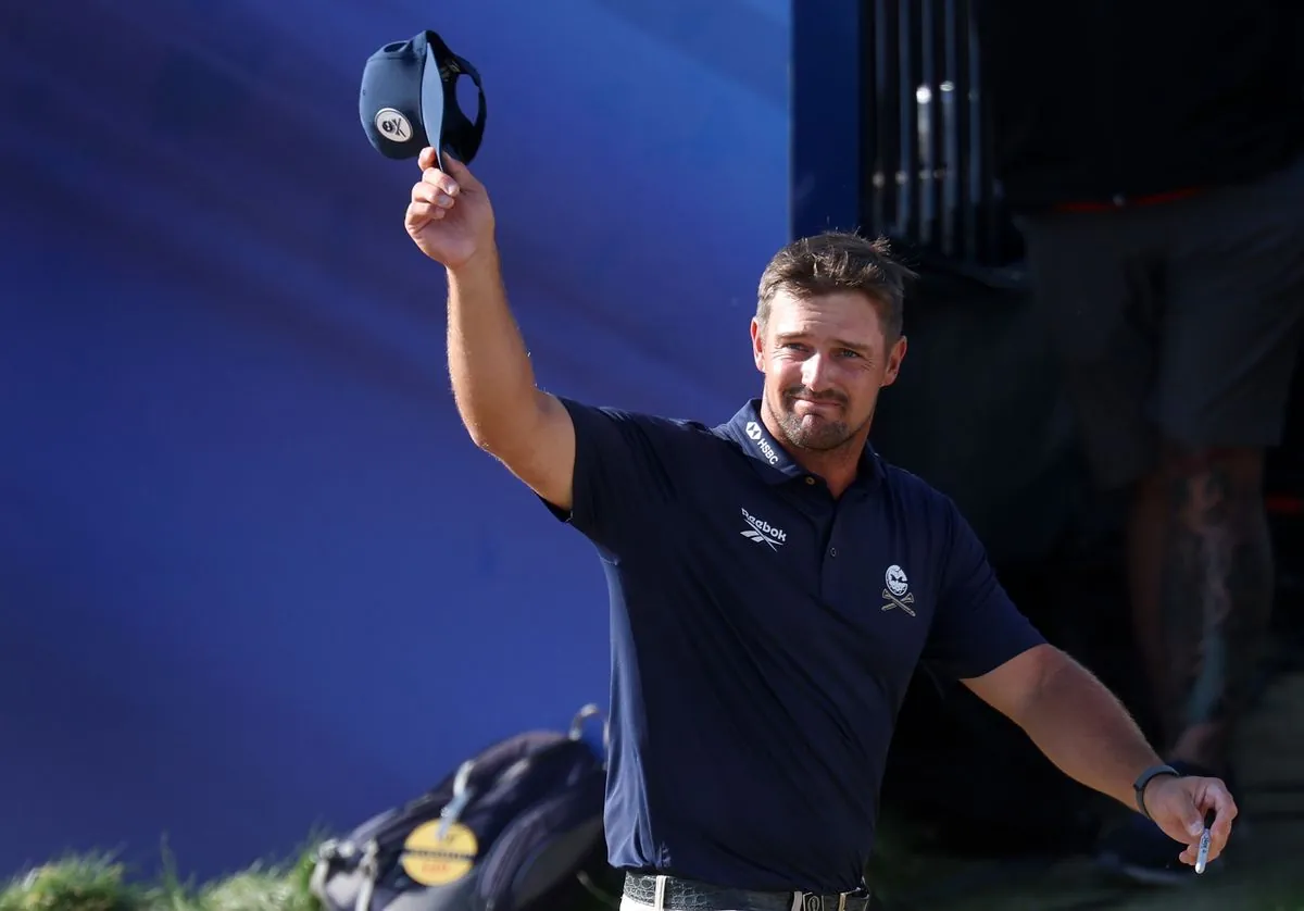 SOUTHPORT, ENGLAND - JULY 19: Bryson DeChambeau of the United States reacts after finishing on the 18th green on day four of the The 154th Open Championship at Royal Birkdale on July 19, 2026 in Southport, England. (Photo by Sean M. Haffey/Getty Images)